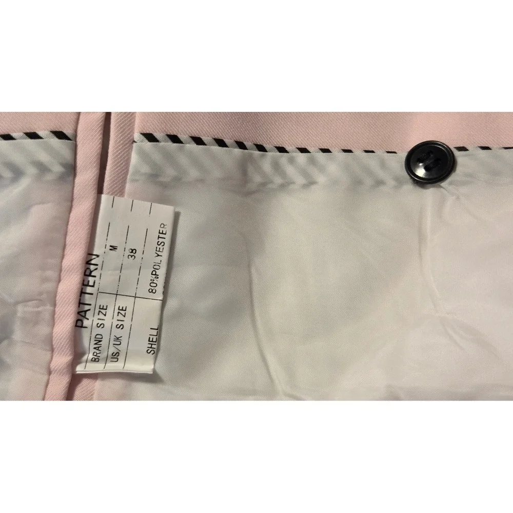2 Piece Suit Double Breasted Blazer Trousers Pink Size 38 M